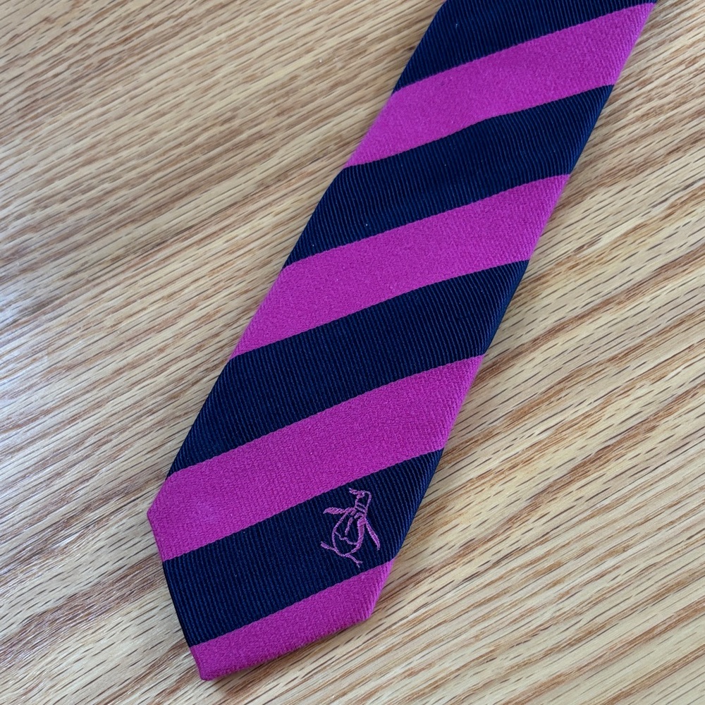Pink and Navy Blue Striped Tie by Original Penguin